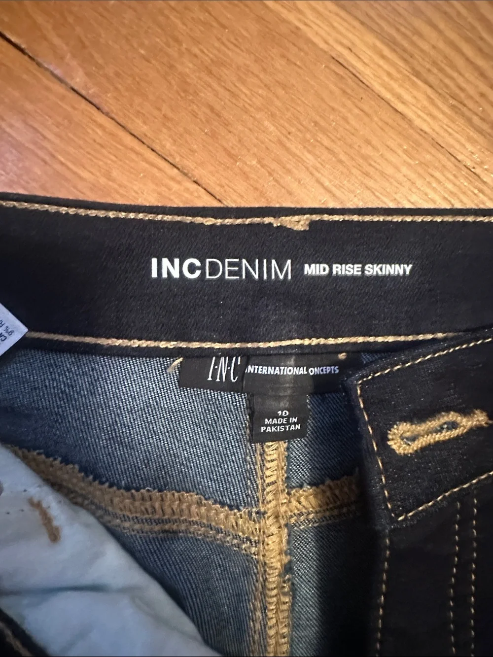 INC International Concepts dark denim  Skinny Jeans with Contrast Stitching